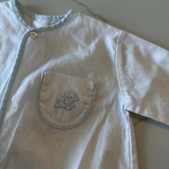 Auraluz White Corduroy Daygown with Blue Lamb Detail - Picture 3 of 3